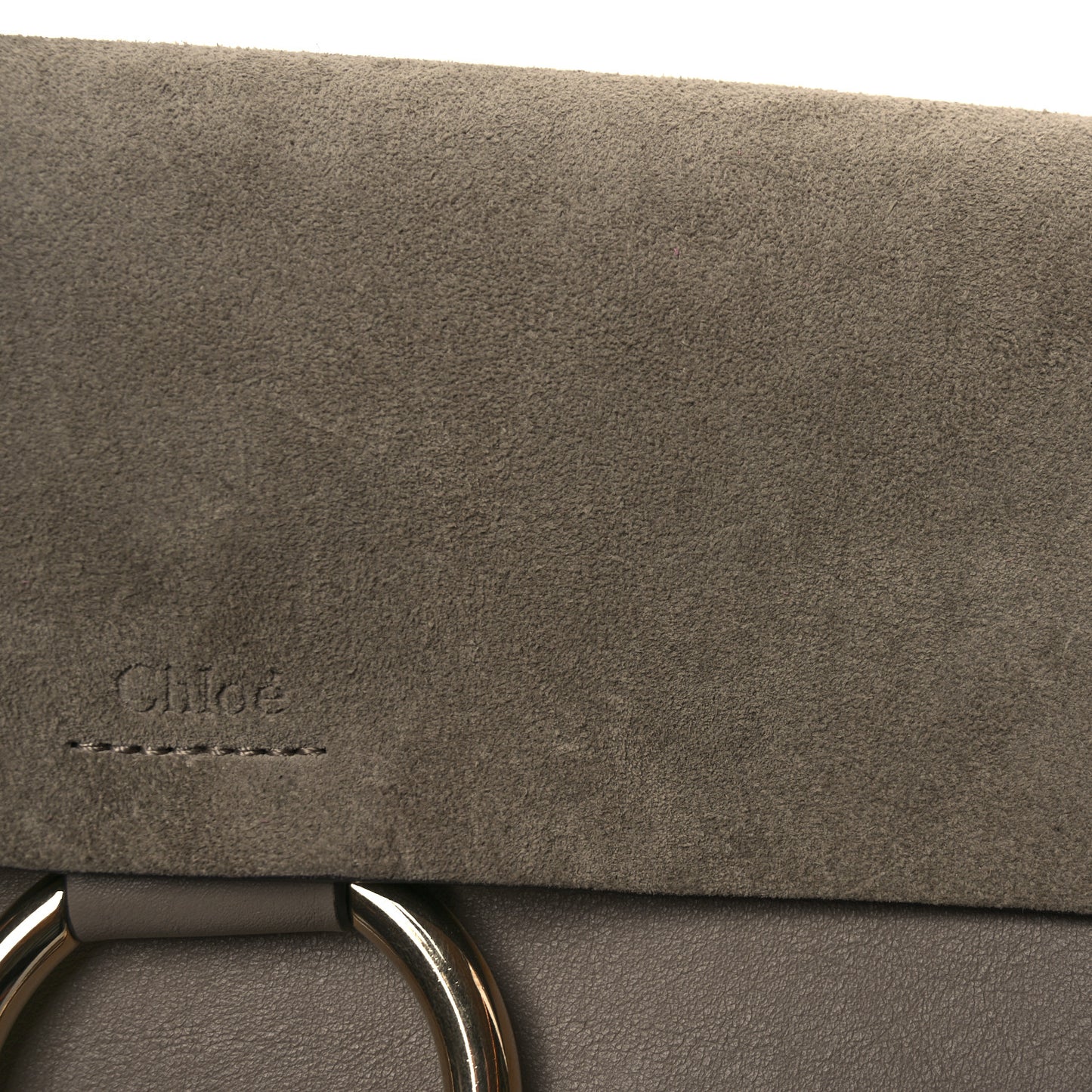 Suede Calfskin Small Faye Shoulder Bag Motty Grey