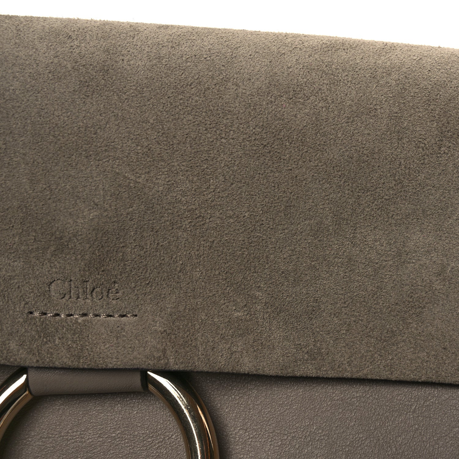 Chloe Suede Calfskin Small Faye Shoulder Bag Motty Grey 11 of 11