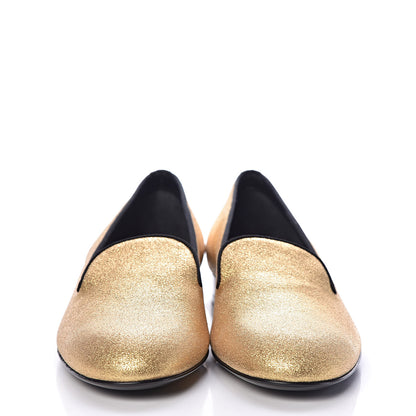 Saint Laurent Metallic Calfskin Smoking Slipper Flat Loafers 37 Gold 2 of 11