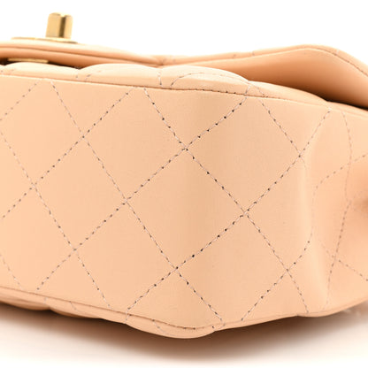 Chanel Lambskin Quilted Mini Rectangular Flap Beige 8 of 10