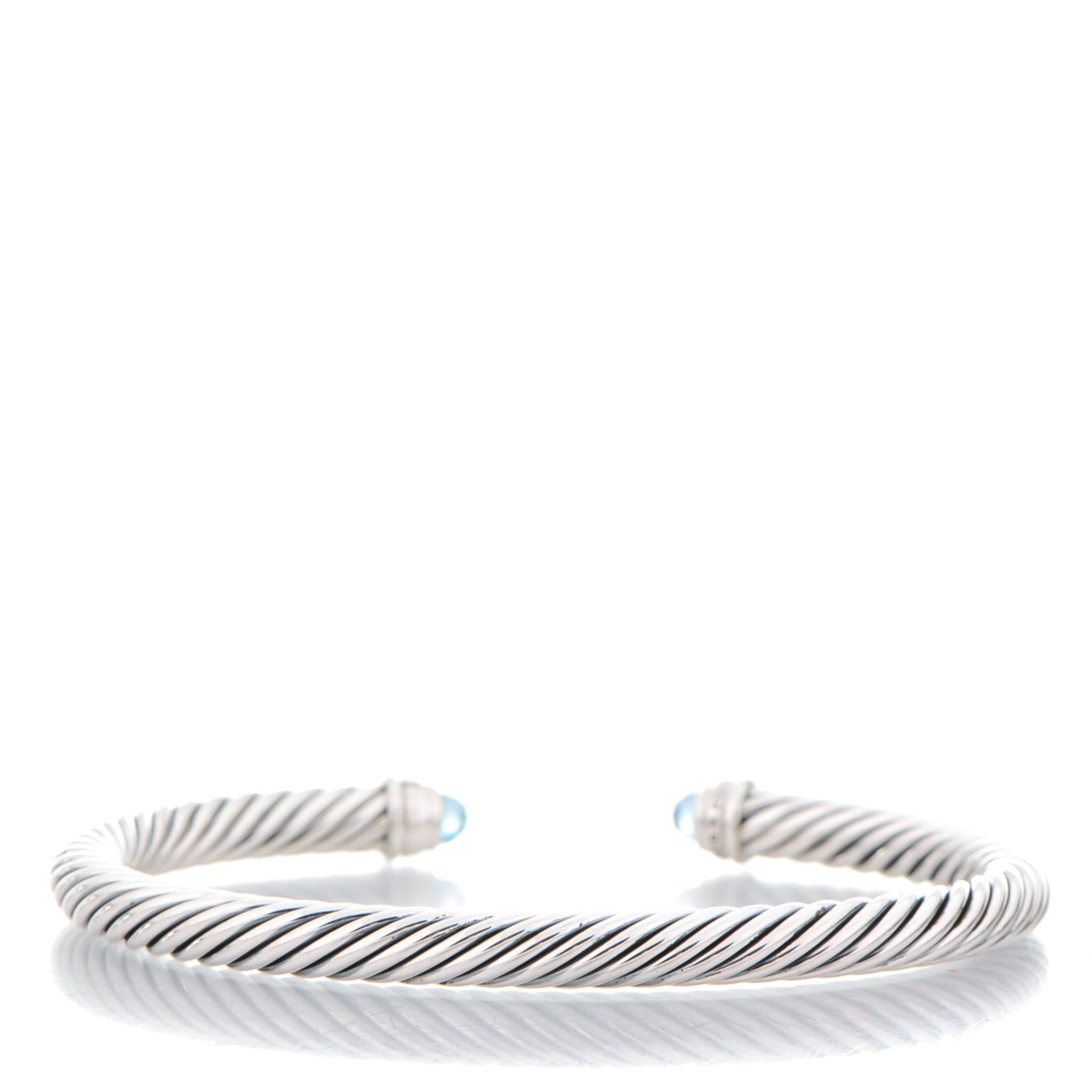 David Yurman Sterling Silver Diamond Blue Topaz 5mm Cable Classics Bracelet 3 of 5