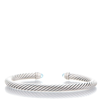 David Yurman Sterling Silver Diamond Blue Topaz 5mm Cable Classics Bracelet 3 of 5
