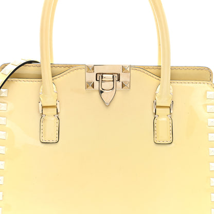 Valentino Garavani Patent Small Rockstud Double Handle Tote Ivory 7 of 9