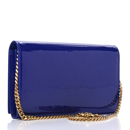 Saint Laurent Patent Calfskin Monogram Kate Wallet On Chain Royal Blue 2 of 4