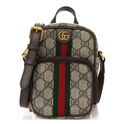 Gucci GG Supreme Monogram Web Mini Ophidia Double Zip Messenger Bag Beige New Acero 1 of 12