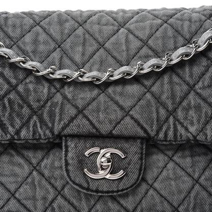 Chanel Denim Quilted Denimpression Flap Grey Black 11 of 12