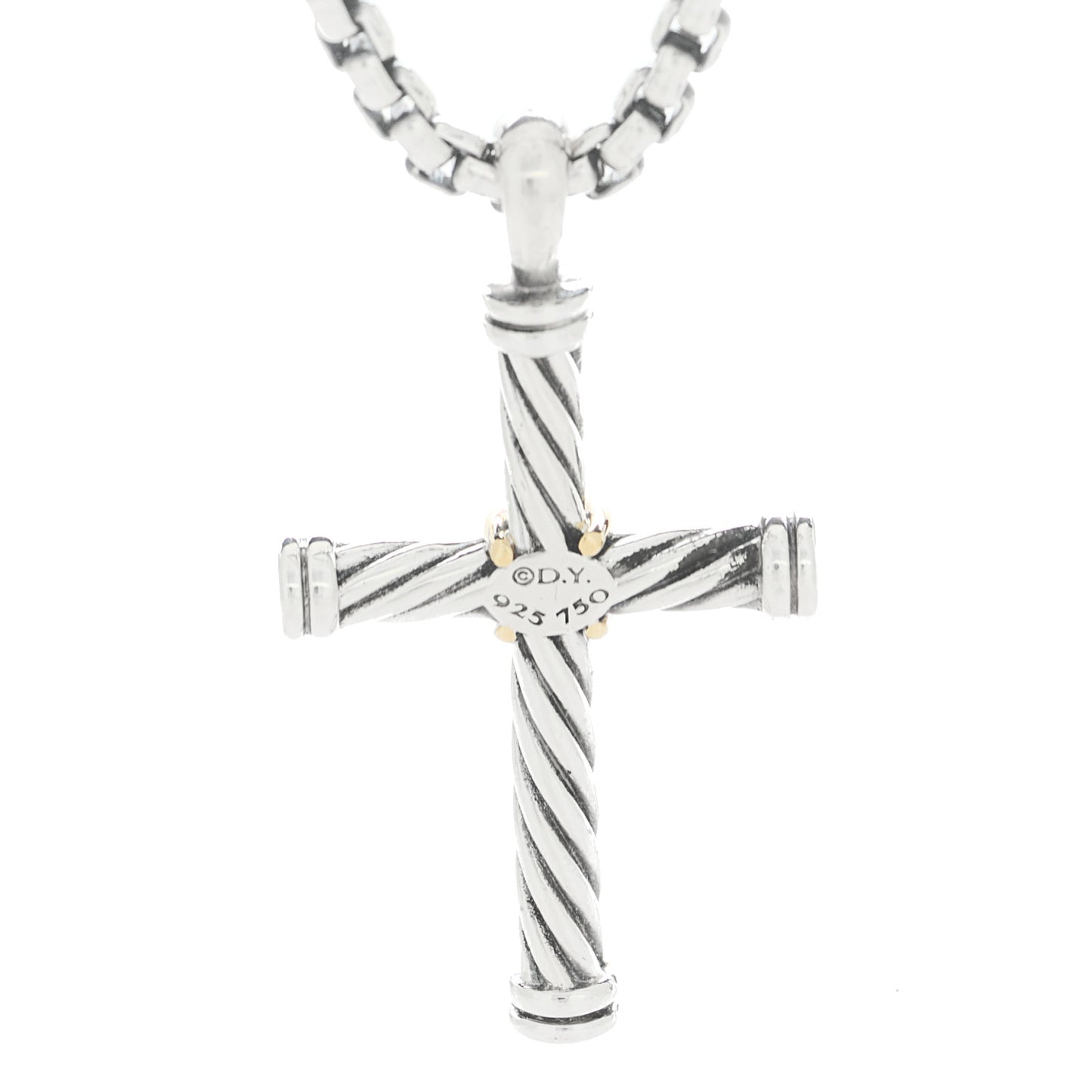 Sterling Silver 18K Yellow Gold X Cross Pendant Necklace