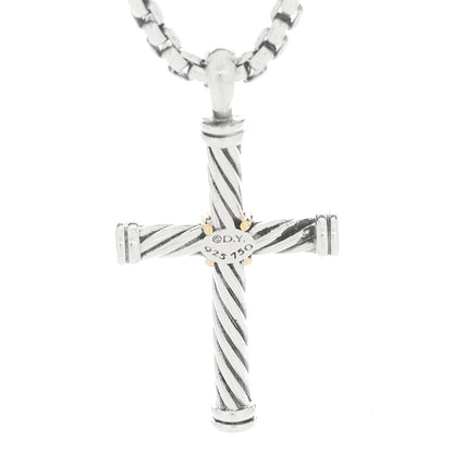 David Yurman Sterling Silver 18K Yellow Gold X Cross Pendant Necklace 6 of 6