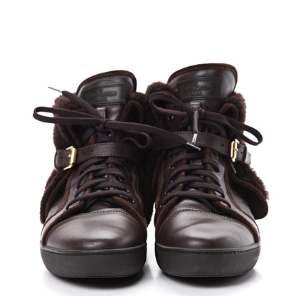 Louis Vuitton Calfskin Embossed Lamb Fur Polka Boots 39.5 Brown 2 of 8