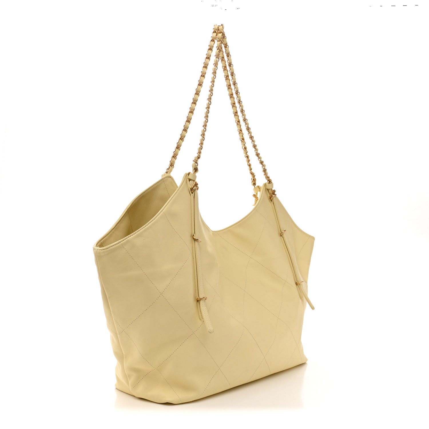 Chanel Calfskin Quilted Maxi Shopping Bag Light Yellow 4 of 13