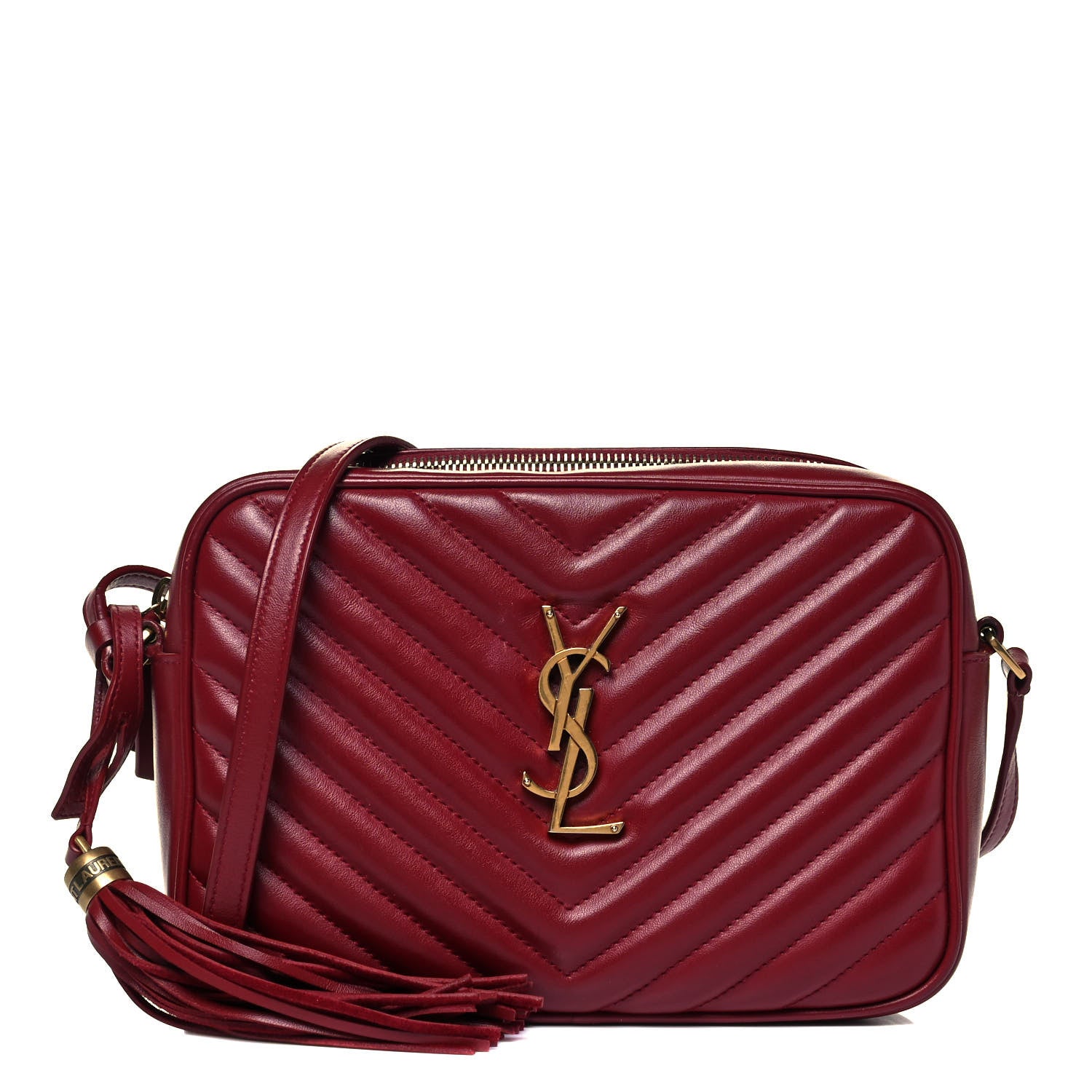 Saint Laurent Calfskin Matelasse Monogram Lou Camera Bag Dark Legion Red 1 of 9