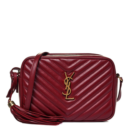 Saint Laurent Calfskin Matelasse Monogram Lou Camera Bag Dark Legion Red 1 of 9