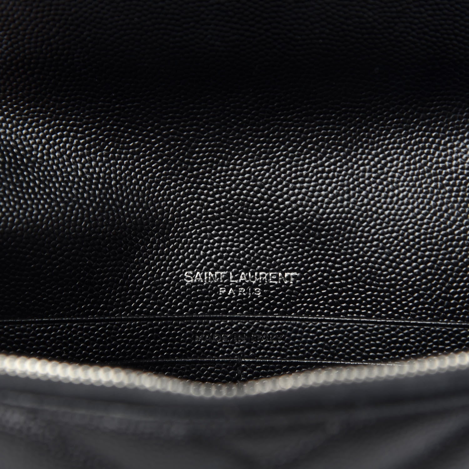 Saint Laurent Grain De Poudre Matelasse Chevron Monogram Envelope Chain Wallet Black 9 of 12