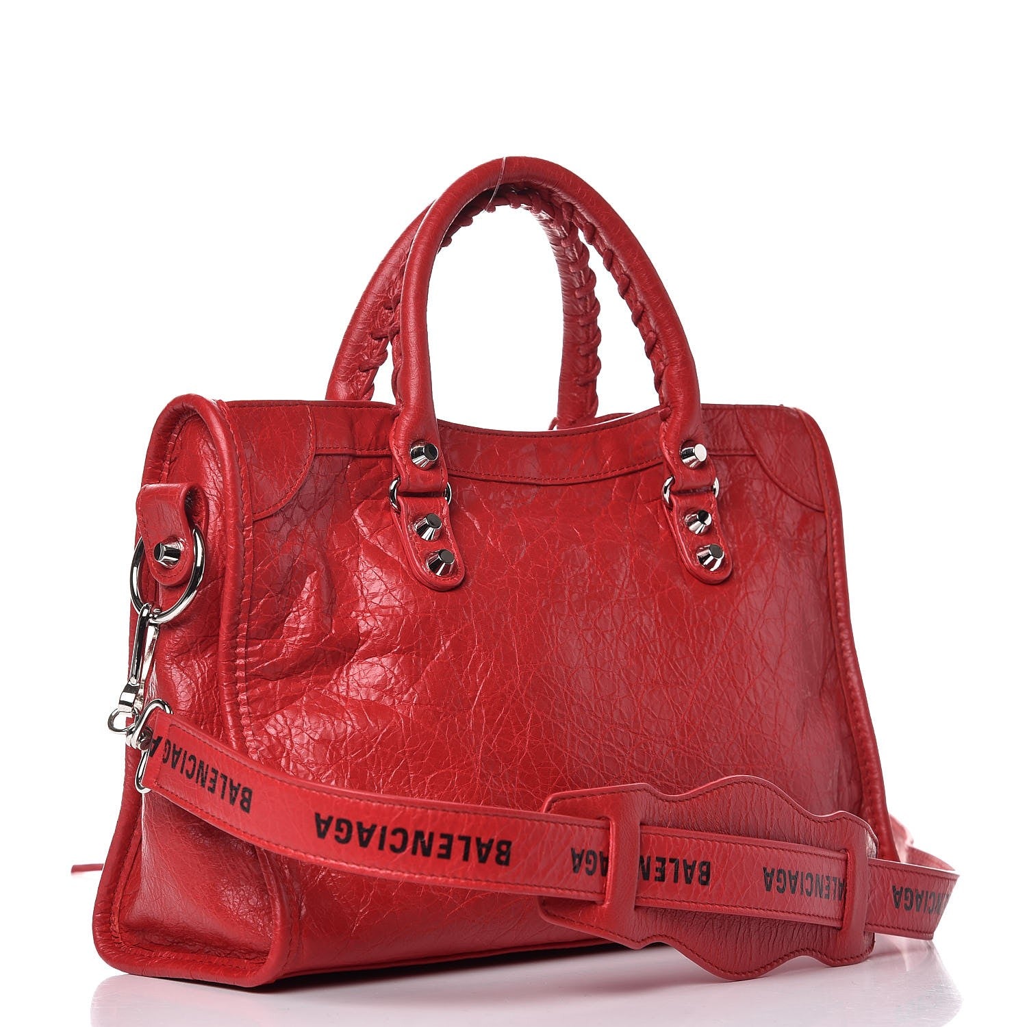 Balenciaga Agneau Arena Classic Silver Hardware S City Logo Strap Rouge Cardinal Black 3 of 7