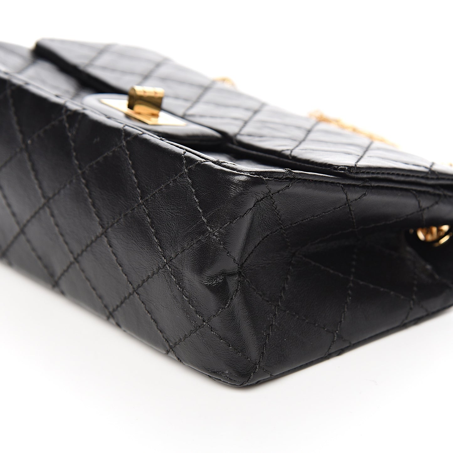 Aged Calfskin Quilted 2.55 Reissue Mini Flap Black