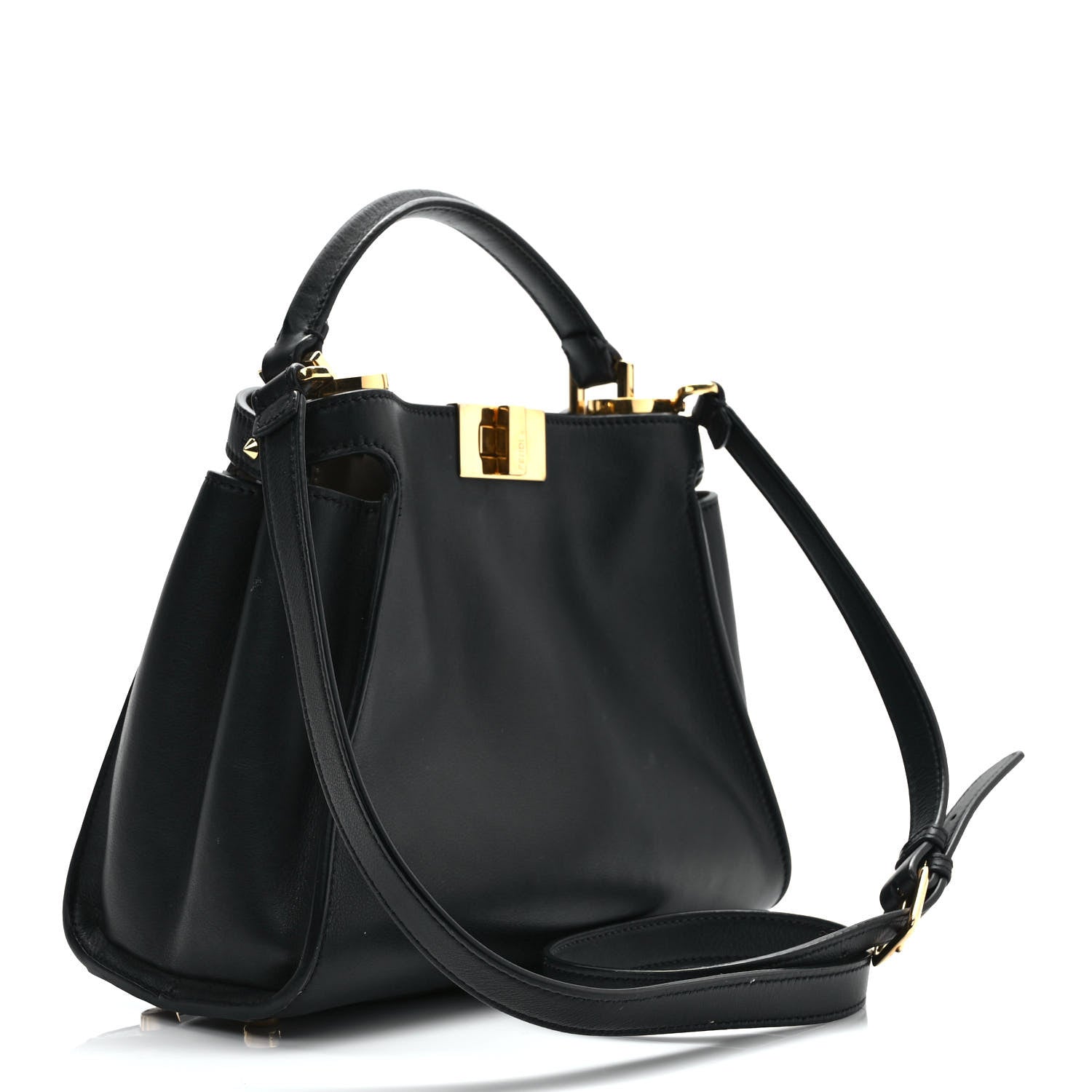 Fendi Vitello Tahiti Burro Medium Peekaboo Iconic Essentially Satchel Black Corda 3 of 9