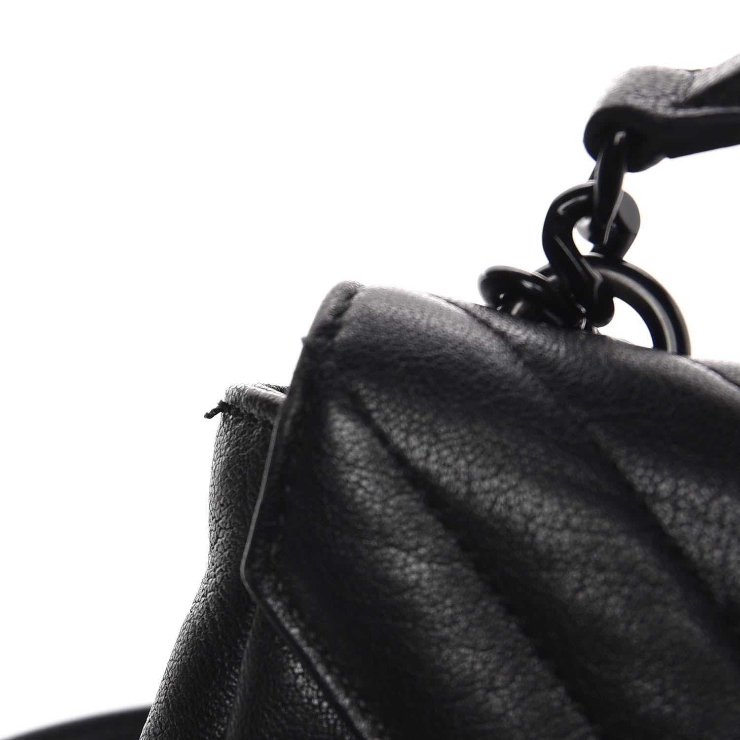 Saint Laurent Sheepskin Matelasse Chevron Monogram College Chain Wallet Black 9 of 9