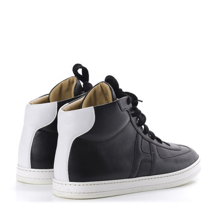 Hermes Calfskin Mens High Top Poker Sneakers 43.5 Black White 4 of 9