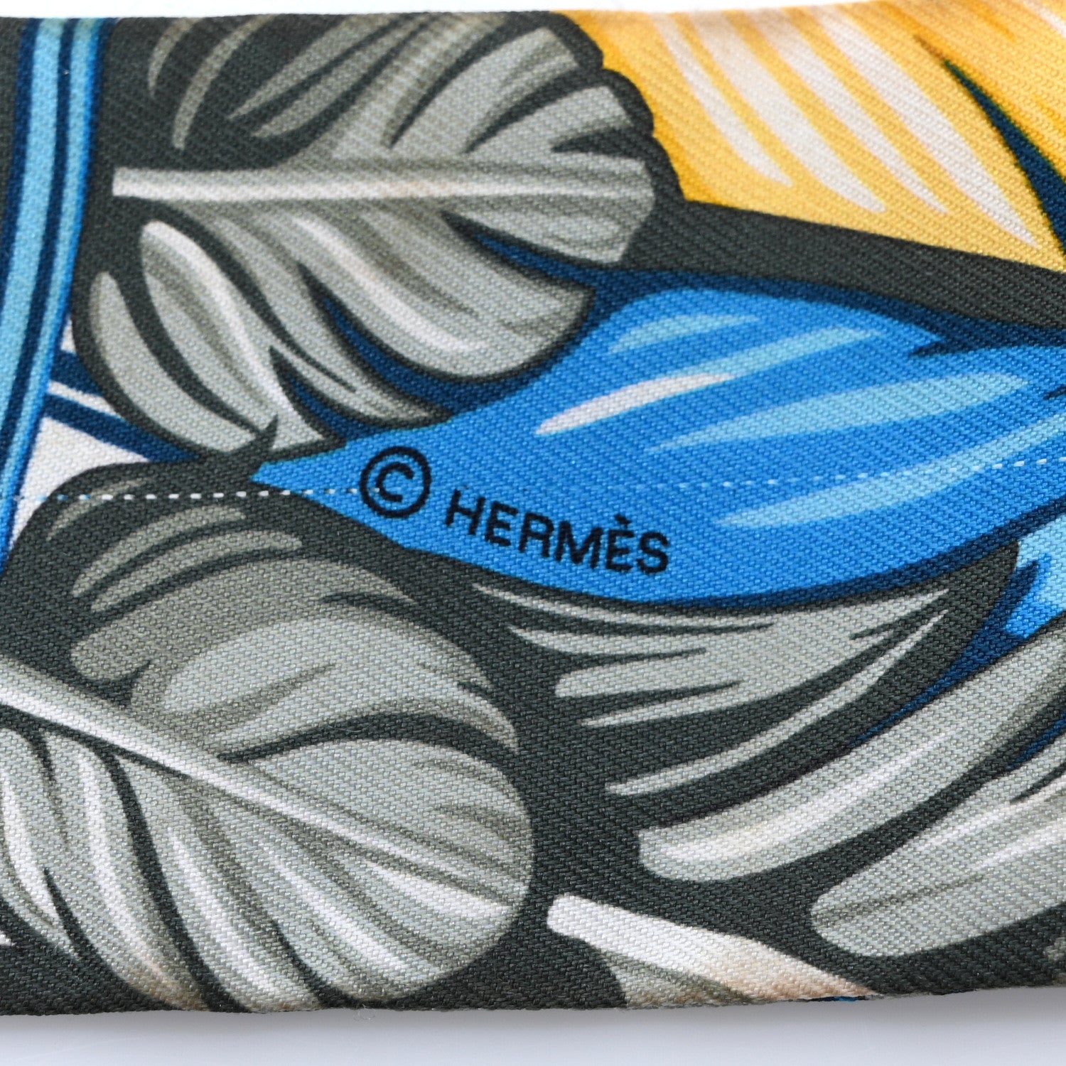 Hermes Silk La Danse Pacifique Twilly Jaune D'Or Kaki Orange 3 of 4