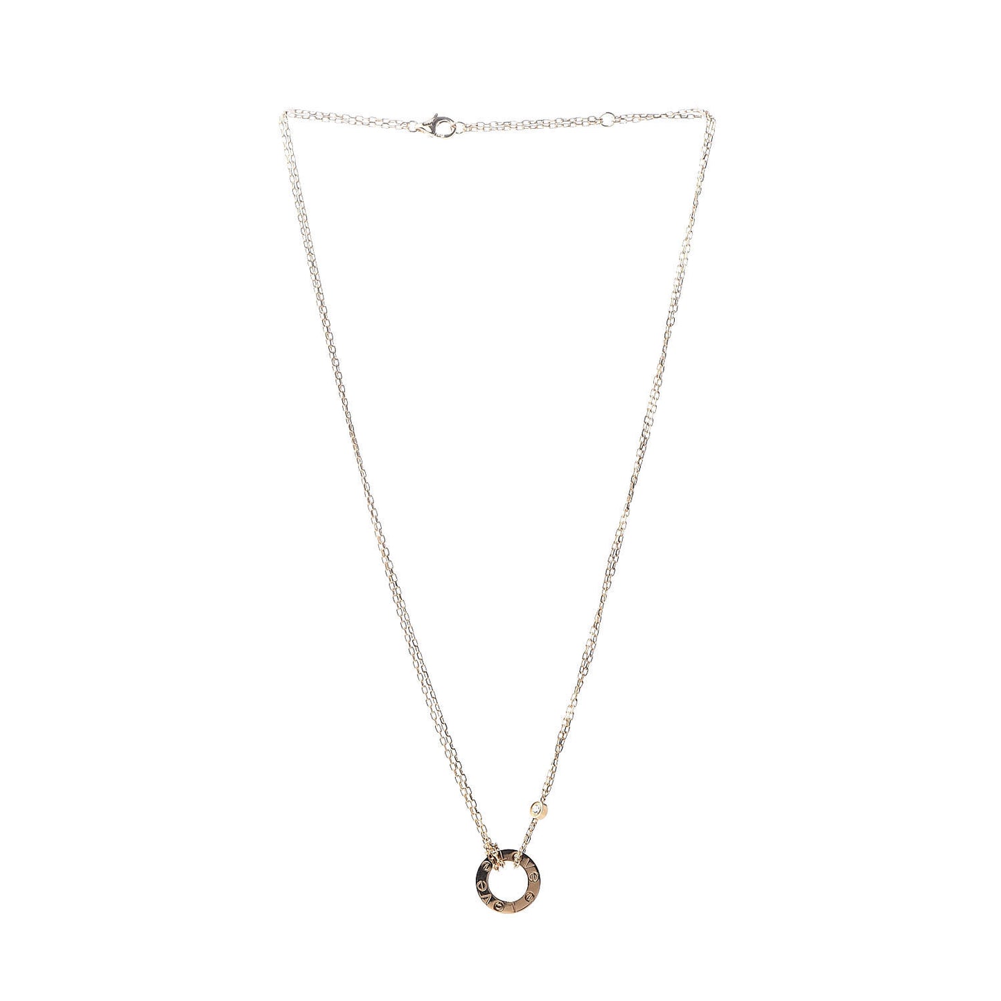 18K Yellow Gold 2 Diamond LOVE Necklace