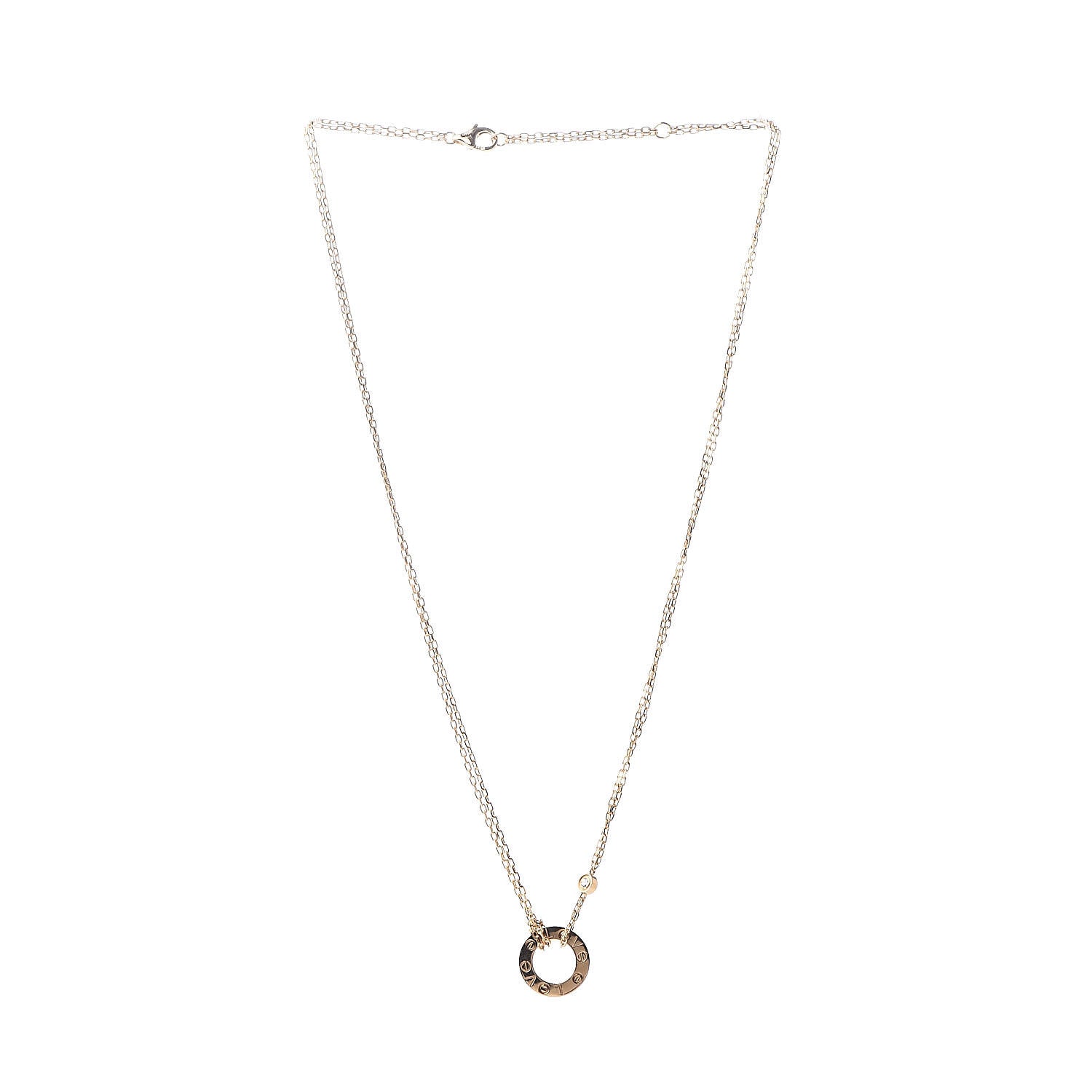 Cartier 18K Yellow Gold 2 Diamond LOVE Necklace 3 of 7