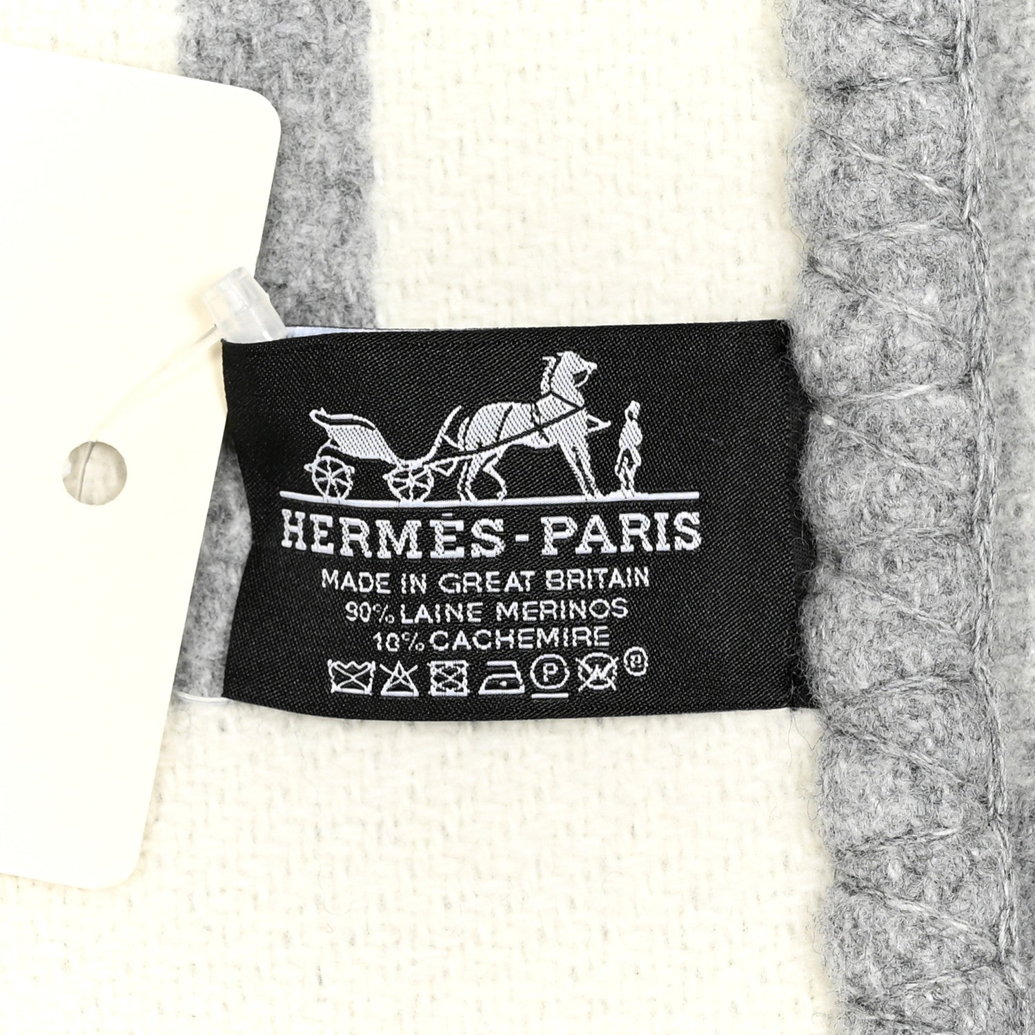 Hermes Wool Cashmere Avalon III Blanket Ecru Gris Clair 3 of 3