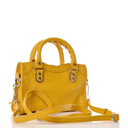Balenciaga Chevre Silver Metallic Edge Hardware Nano City Jaune Epi 4 of 8
