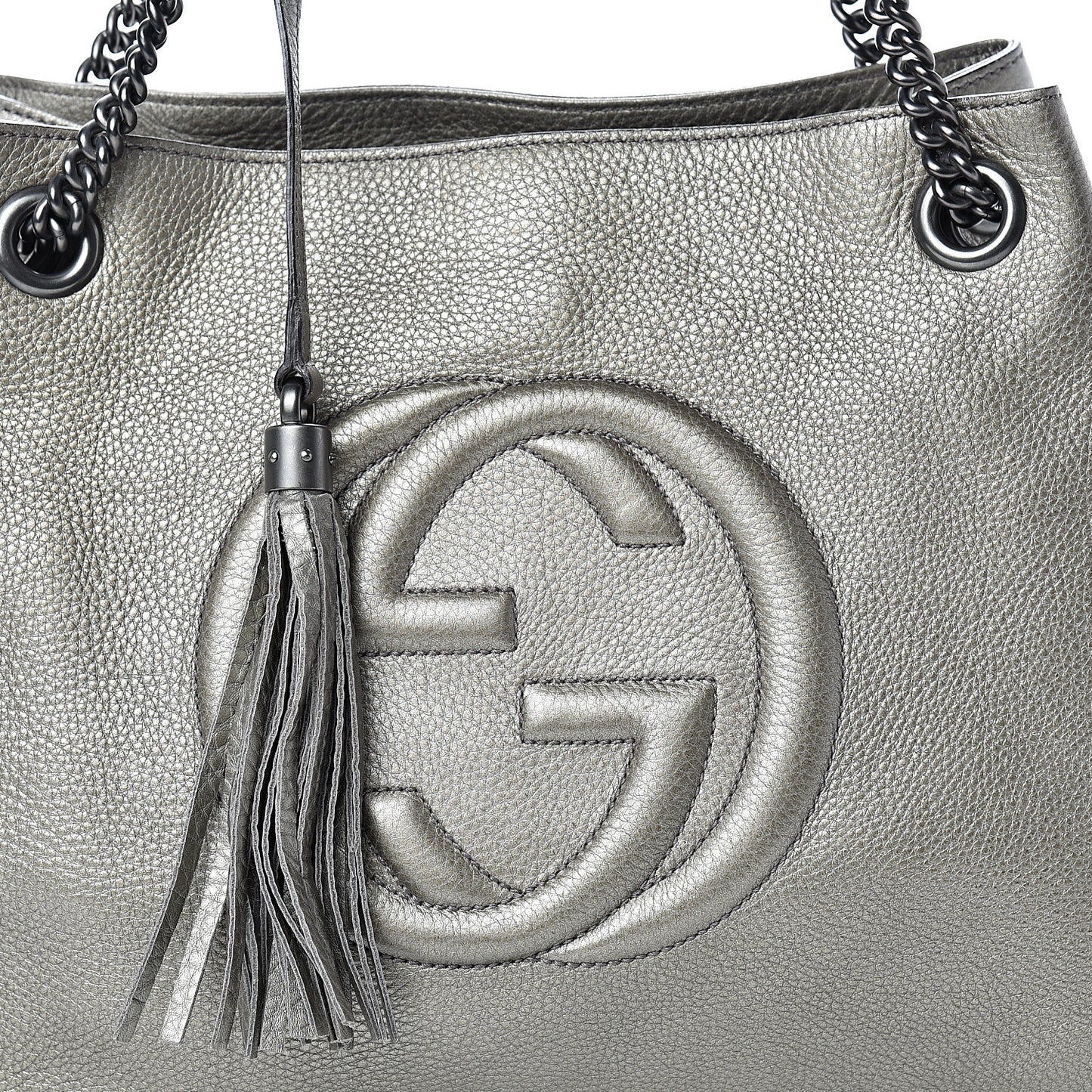 Metallic Pebbled Calfskin Medium Soho Chain Shoulder Bag Sasso