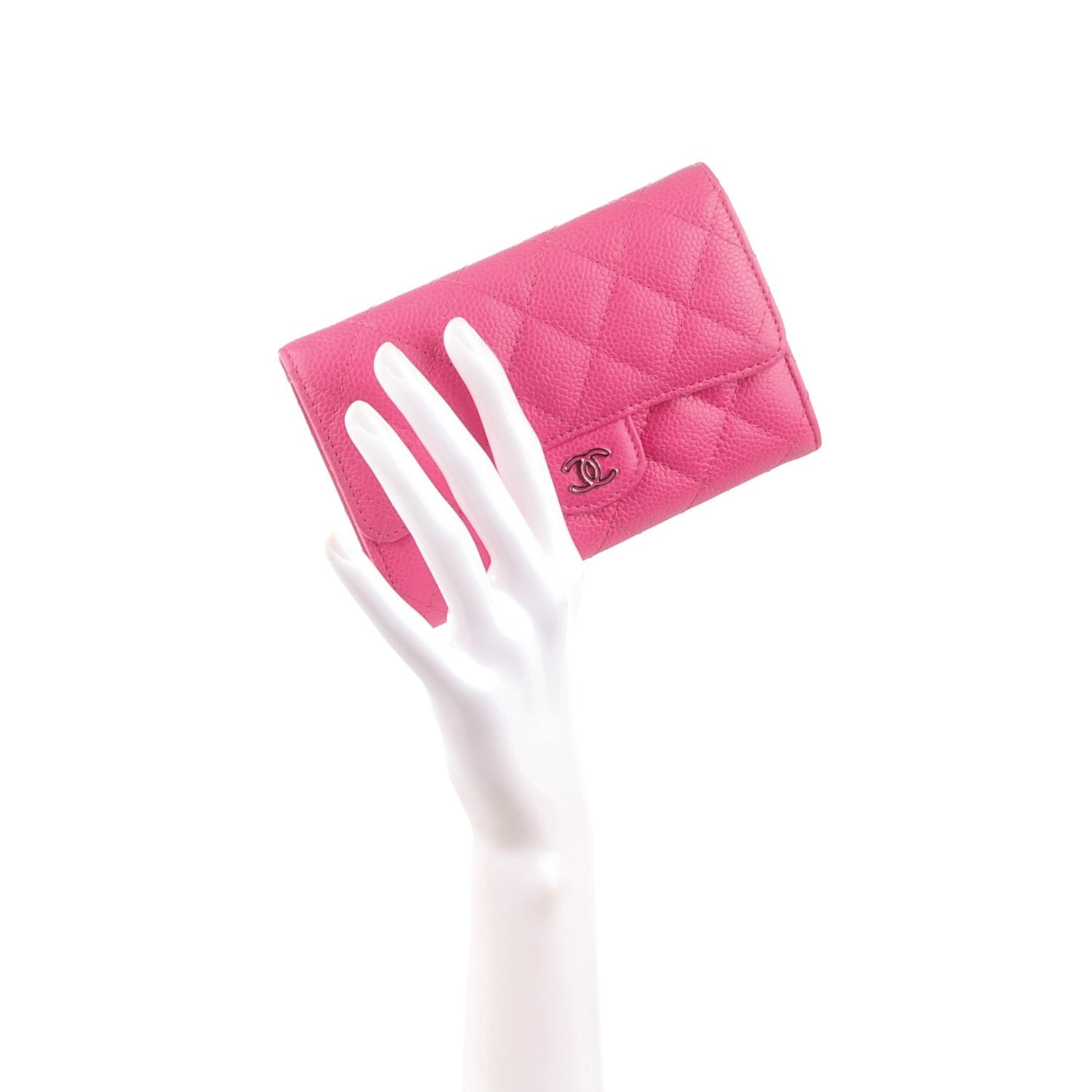 Chanel Caviar Quilted Small Flap Wallet Dark Pink 2 of 8