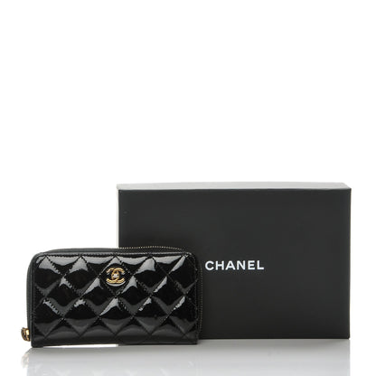 Chanel Patent Quilted Small Zip Around Wallet Black 9 of 9
