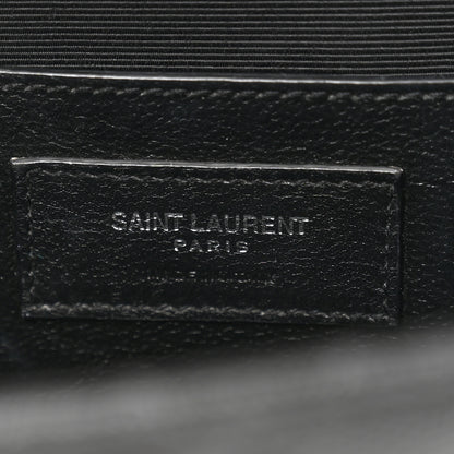 Saint Laurent Grain De Poudre Textured Mixed Matelasse Triquilt Medium Monogram Satchel Black 6 of 14