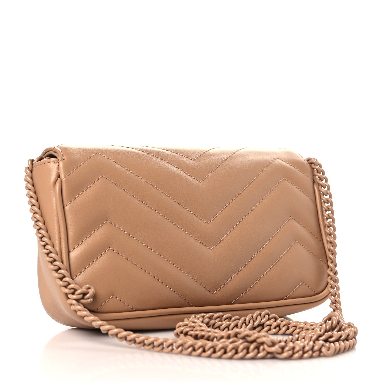 Gucci Calfskin Matelasse Monochrome Super Mini GG Marmont Shoulder Bag Camelia 3 of 9