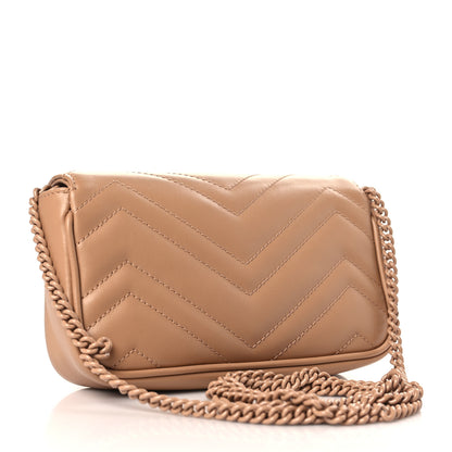 Gucci Calfskin Matelasse Monochrome Super Mini GG Marmont Shoulder Bag Camelia 3 of 9