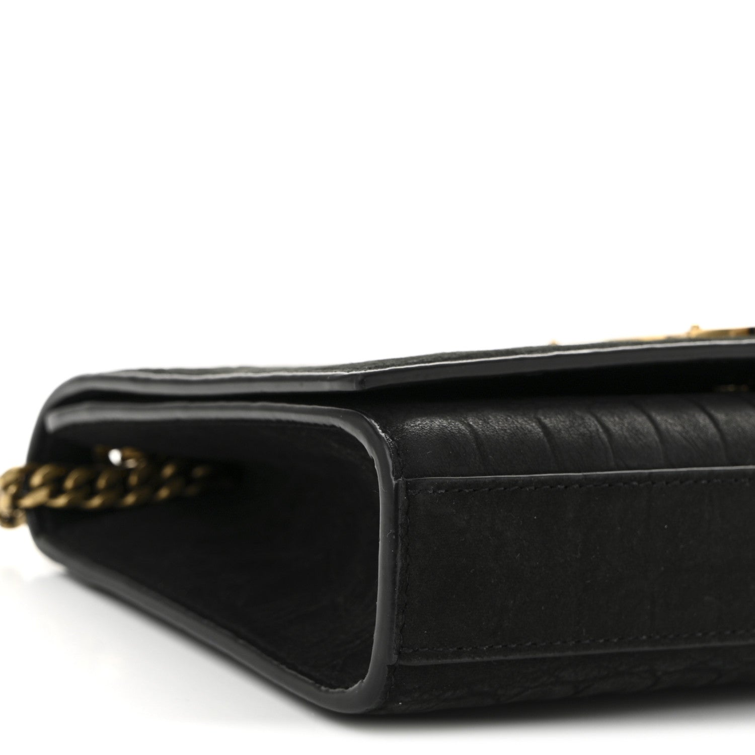 Saint Laurent Crocodile Embossed Nubuck Small Monogram Kate Satchel Black 9 of 10