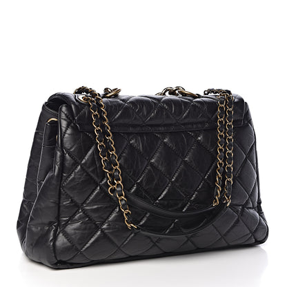 Chanel Aged Calfskin Quilted Large Pondichery Flap Black 4 of 12