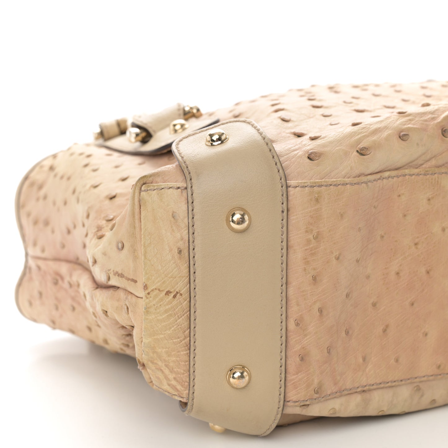 Ostrich Small Pelham Shoulder Bag Beige