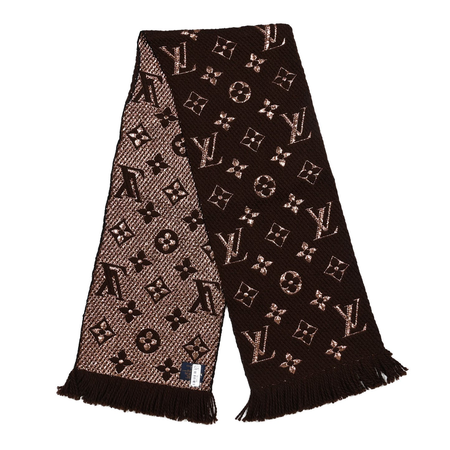 Wool Silk Logomania Shine Scarf Marron