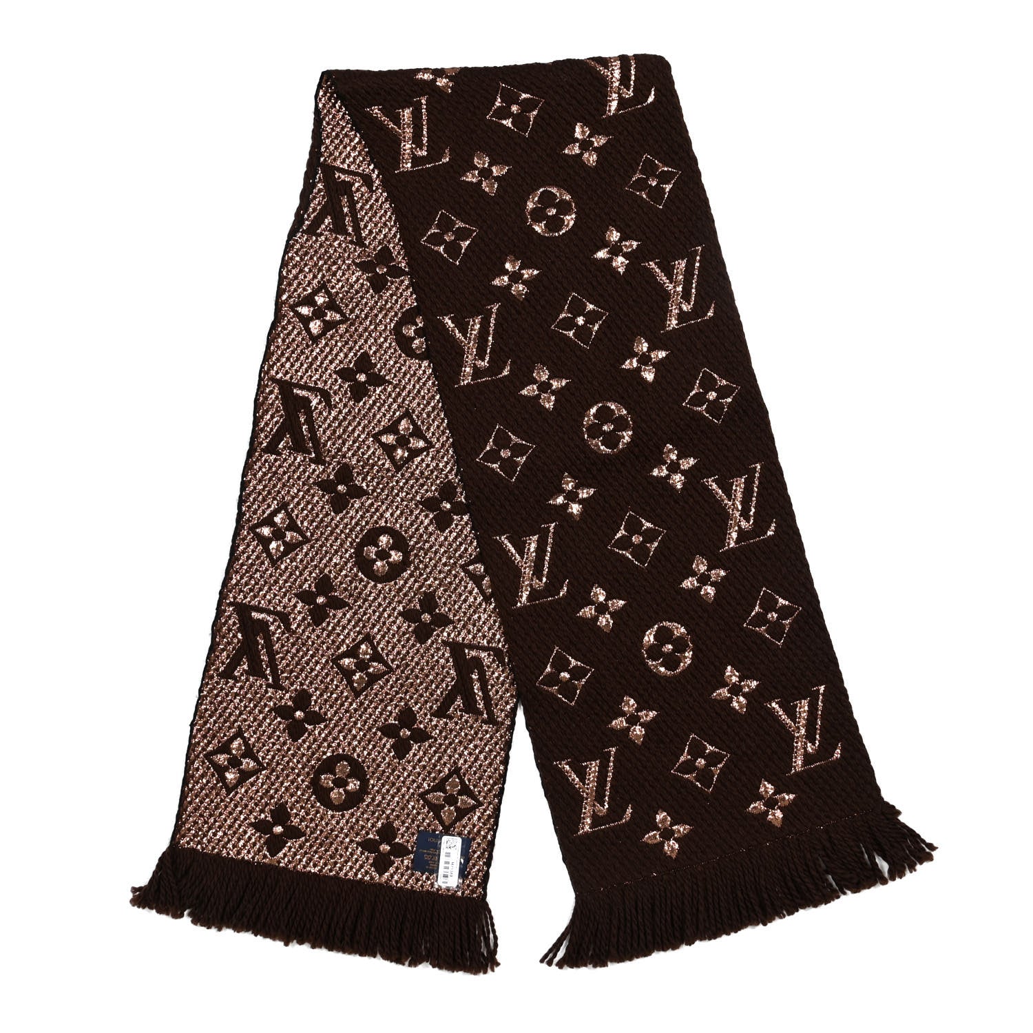 Louis Vuitton Wool Silk Logomania Shine Scarf Marron 2 of 4