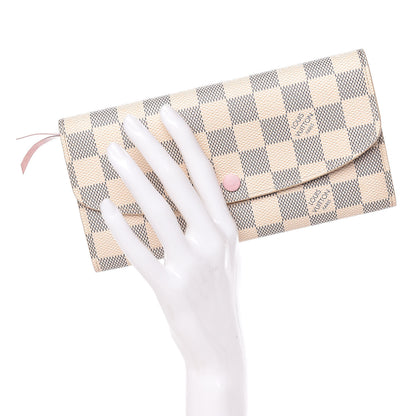 Louis Vuitton Damier Azur Emilie Wallet Rose Ballerine 2 of 8