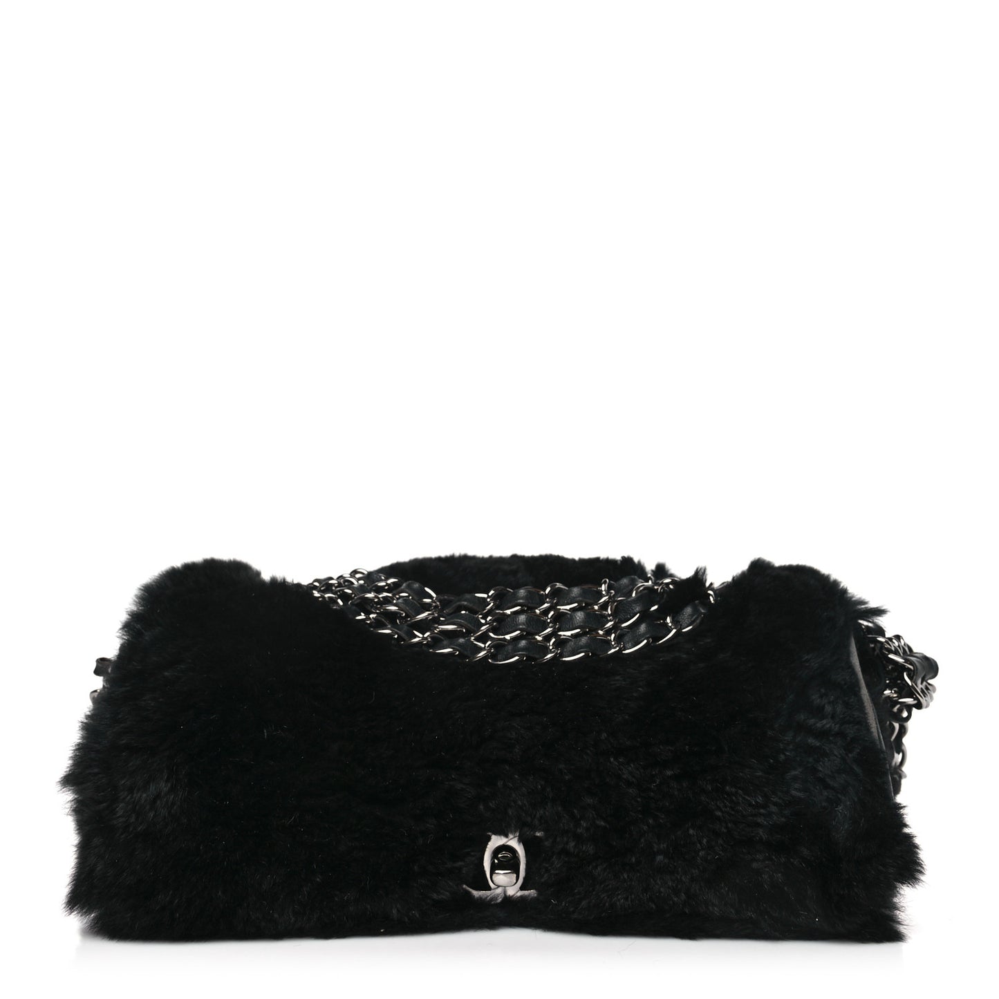 Orylag Rabbit Fur Triple Chain Single Flap Black