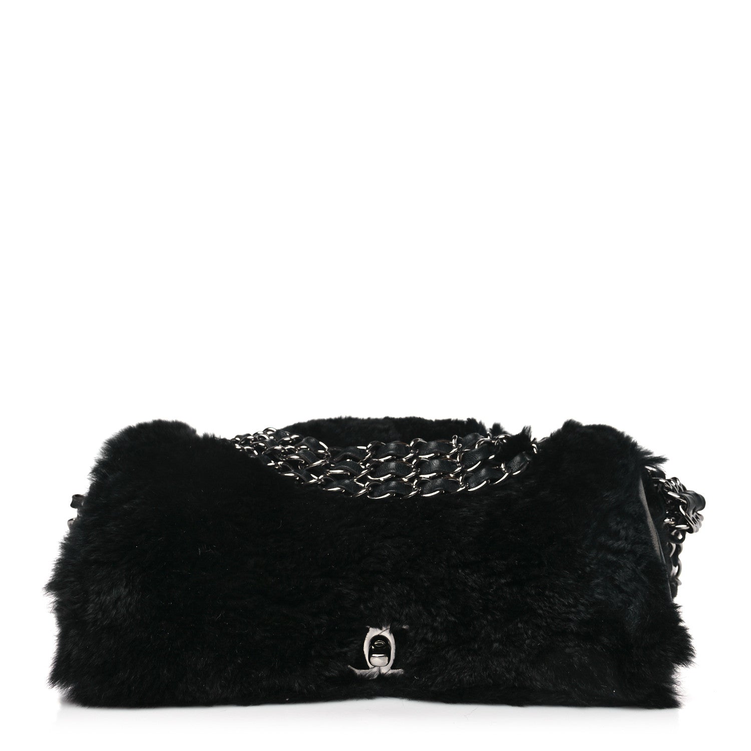 Chanel Orylag Rabbit Fur Triple Chain Single Flap Black 1 of 11