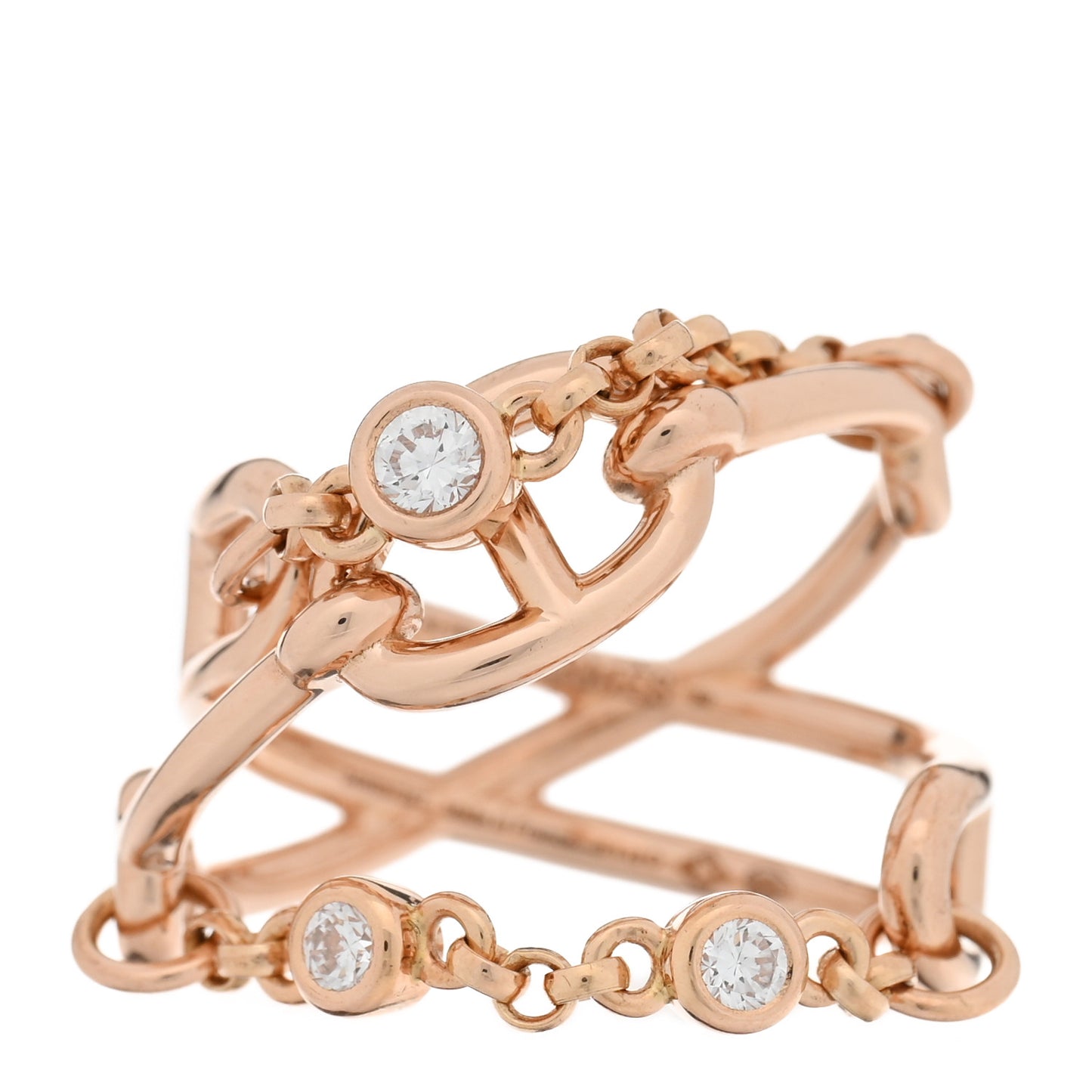 18K Rose Gold Diamond MM Chaine d'Ancre Chaos Ring 46 3.75