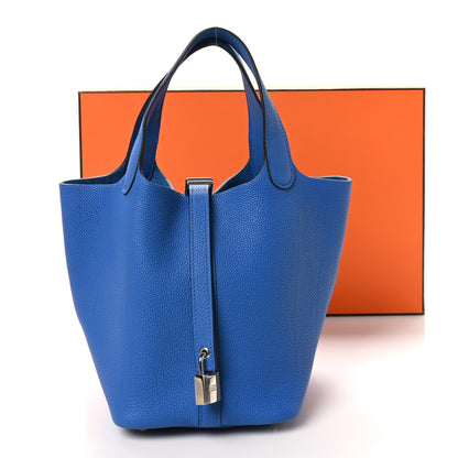 Hermes Taurillon Clemence Picotin Lock 18 PM Bleu Zellige 11 of 11