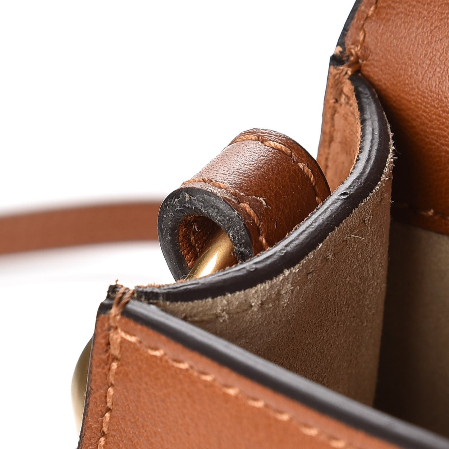 Calfskin Suede Small Nile Bracelet Bag Caramel