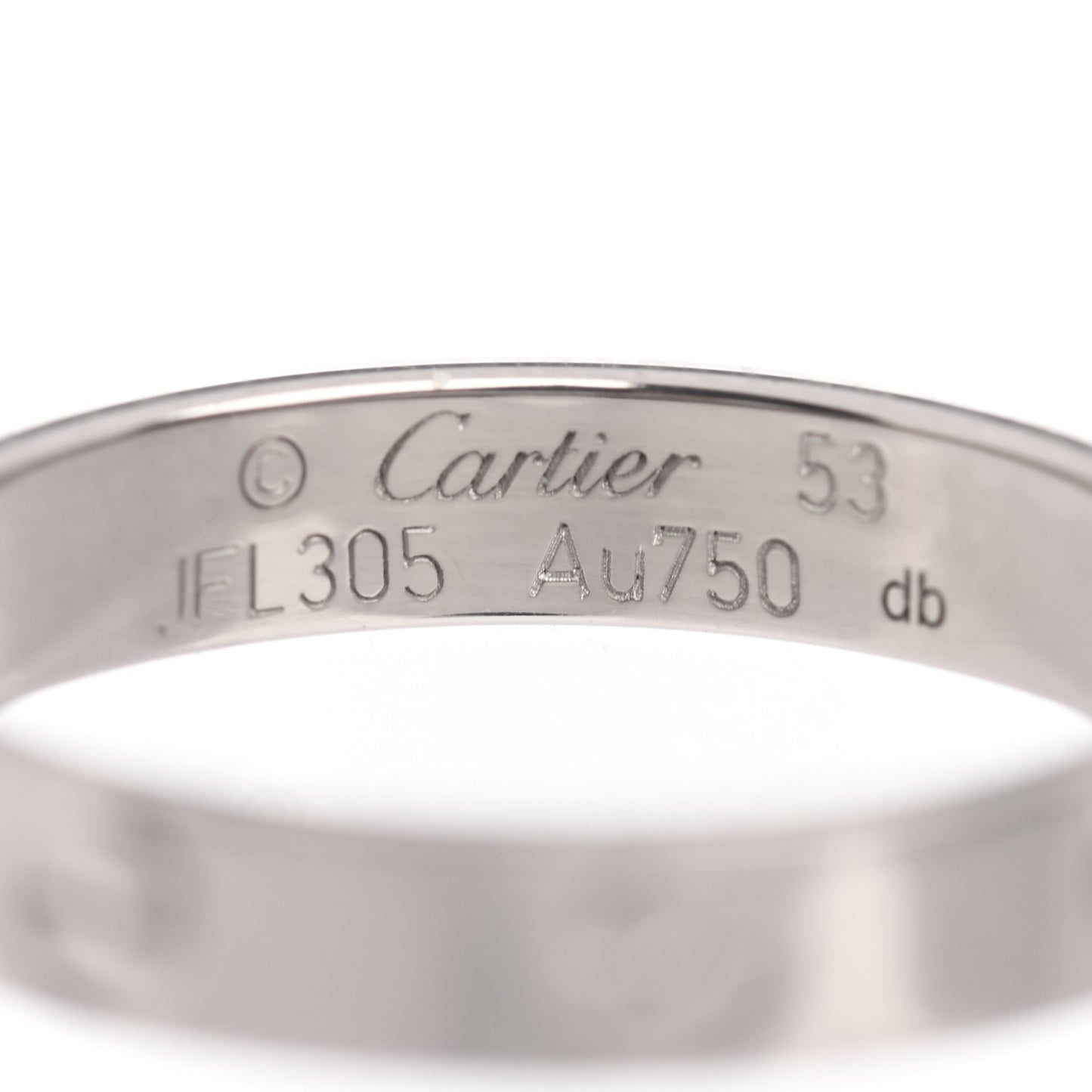 18K White Gold 3.5mm LOVE Wedding Band Ring 53 6.5