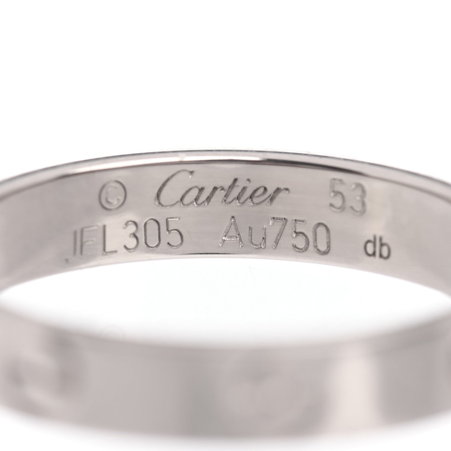 Cartier 18K White Gold 3.5mm LOVE Wedding Band Ring 53 6.5 4 of 4