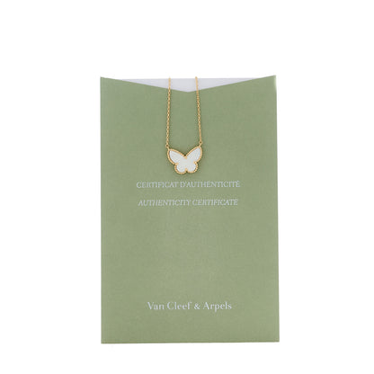 Van Cleef & Arpels 18K Yellow Gold Mother of Pearl Lucky Alhambra Butterfly Pendant Necklace 5 of 5