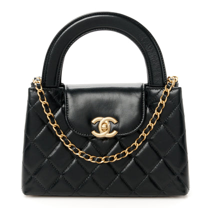 Chanel Shiny Aged Calfskin Quilted Nano Kelly Shopper Black 1 of 11