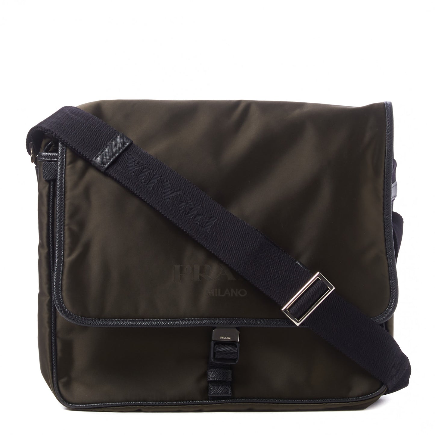 Tessuto Nylon Saffiano Logo Messenger Bag Mimetico