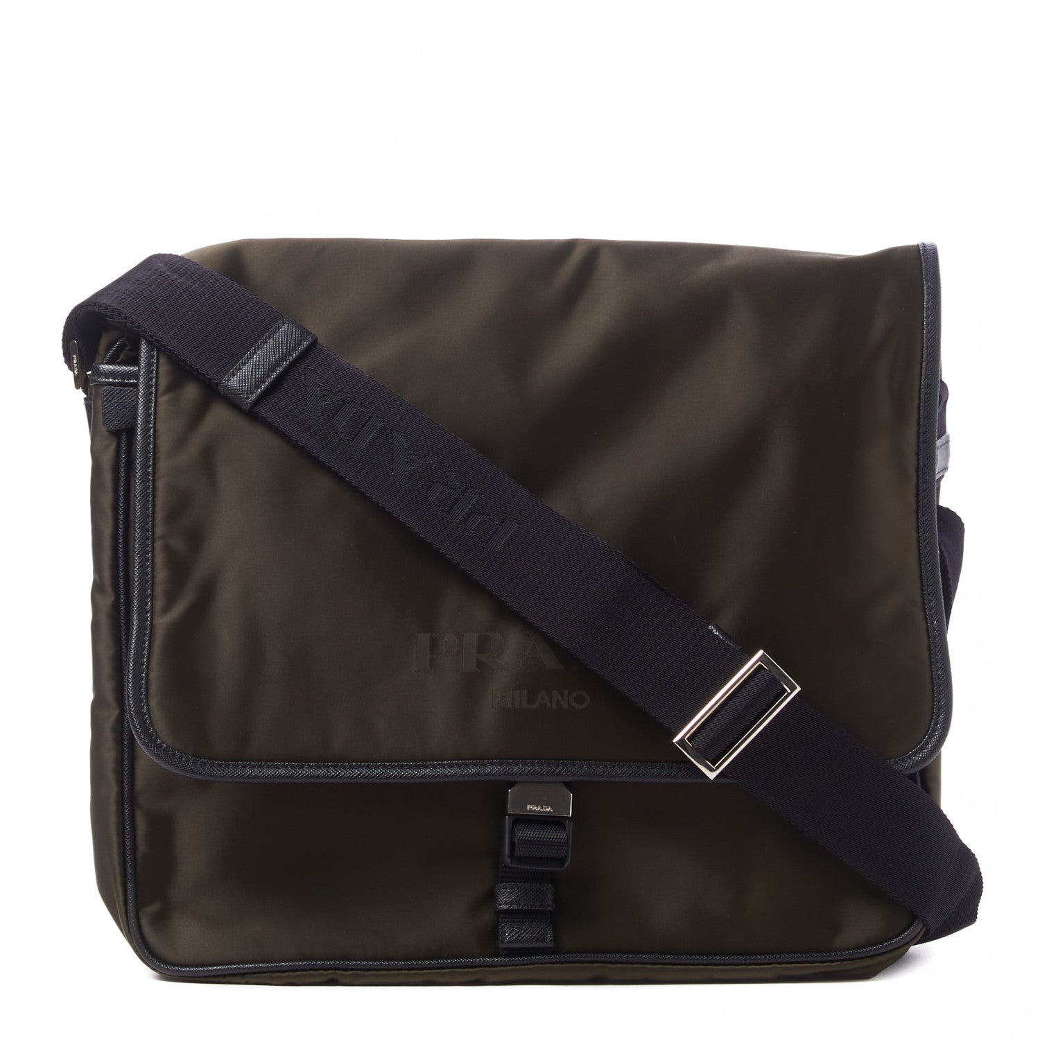 Prada Tessuto Nylon Saffiano Logo Messenger Bag Mimetico 1 of 8